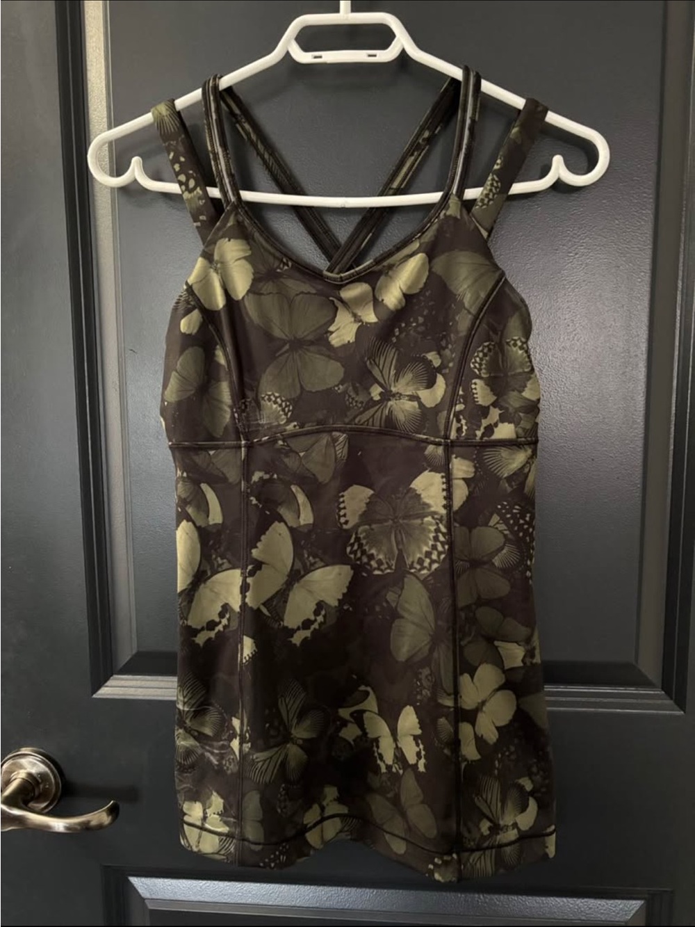 lululemon athletica Olive & Dark Brown Butterfly-Print Strappy Tank